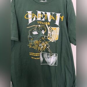 Attack on Titan Shirt Mens XXL Green Captain Levi Graphic Anime Final Season NWT